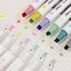 Pack of 6 Highlighters Pastel Double Head Pen Chisel Tip Color Markers