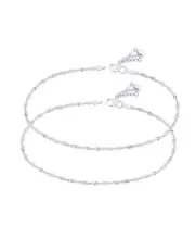 Traditional 925 Sterling Silver Women Ball and Leaf Charm Disco Chain Anklet