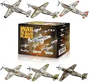 Joygogo 24 Pack War Glider Planes, Toy Glider Plane, 6 Different Designs Party Favors for Kid, Easy Assembly,, Valentines Airplanes, Birthday Party Favor, Carnival Prizes