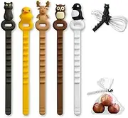 BONE Character Sealed Tie (5 Packs), Bag Sealing Cord for Food & Snack Packages, Reusable Silicone Strap with Cute Cartoon Animal Design, Multi-Purpose Twist Tie for Food Storage & Wire Management