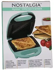 Nostalgia My Mini Compact Sandwich Maker Non-Stick Grilled Cheese Quesadilla New