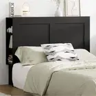 Oikiture Headboard Bed Head Double Size Bedhead with Storage Shelves Black