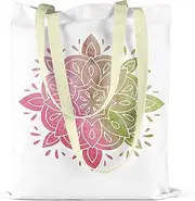 [Bonamaison] Printed Tote Bag, Reusable Grocery Bag, Shopping Bag, Machine Washable, Foldable, Canvas Cloth Bag with Handles, Size: 34x40 Cm, Multicolor, with handles