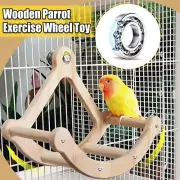 Wooden Parrot Swing Toy Pirate Ship Design with Rotating Wheel Exercise Bird Toy