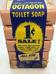 Vintage 5 Pack OCTAGON Toilet Bar Soap Cakes Colgate Palmolive Mild Perfumed