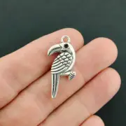 4 Toucan Bird Charms Antique Silver Tone 2 Sided Tropical Bird - SC6422