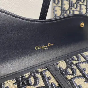 【翰貝格名牌館】全新真品 Dior Oblique 海軍藍 SADDLE 緹花 帆布 小款 WOC 金鍊 馬鞍包 預購