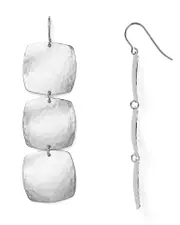 Sterling Silver Hammered Cushion Drop Earrings