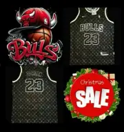 CHICAGO BULLS BLACK AND WHITE MICHAEL JORDAN 23 JERSEY SIZE 4XL