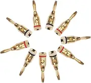 MERRYHAPY Banana Connectors for Speaker Wire 5 Pairs of 4mm 24k Plated Open Screw Banana Plugs