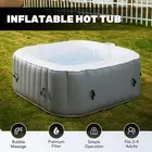 4 Person Inflatable Spa Tub Portable Outdoor Hot Tub Pool w Air Pump Gray