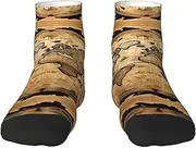 [YANYU] Ancient Map World Globe Print Workout Everyday Socks For Men And Women All Seasons Comfortable Adult Socks