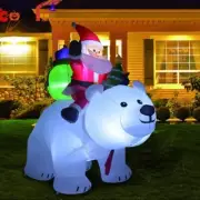 Chrismas Decoration Ornament LED 2m Inflatable Santa Claus Riding Polar Bear New