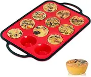 Cozioz Silicone Muffin Pan with Reinforced Metal Frame, Nonstick 12-Cup Baking Tray for Muffins, Cupcakes, Egg Bites, and More – Sturdy, Easy-to-Handle, Larger Than Mini Muffin Trays