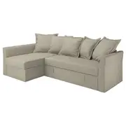 HOLMSUND corner sofa-bed, Borgunda beige