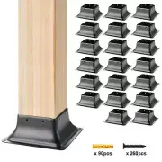 VEVOR 101.6x101.6mm Post Base 20Pcs, Internal 91x91mm Heavy Duty Powder-Coate...