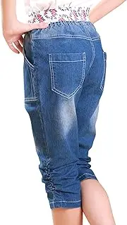 [MEILONGER] Girls Denim Jean Shorts Elastic Waist Vintage Casual Pull On Perfect for Comfort, Style, and Summer Fun