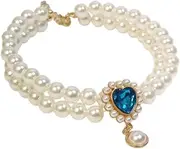 ＫＬＫＣＭＳ Dog Cat Pearl Necklace Pet Puppy Jewelry Outfit Elegant Costume Stylish Dog Collar Necklaces Adjustable for Puppy Parties, L