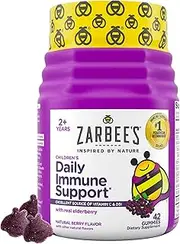 Zarbee's Naturals Children's Elderberry Immune Support* Gummies with Vitamin C, Zinc, Natural Berry Flavor, 42 Count