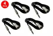 4 Pack 10FT XLR 3 Pin Male to 1/4" Stereo Plug TRS Mic Microphone Cord Cable v2