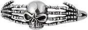 [EENSYWEENSY] Gothic Skull Cuff Bracelet, Stainless Steel Skeleton Hands Bangle Bracelet, Punk Rock Jewelry Gift Women Men, Medium, Stainless Steel, no gemstone
