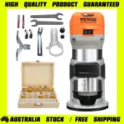 VEVOR 1.25HP Wood Router, 800W, 30000RPM, 6 Speeds, 12 Bits, for Woodworking