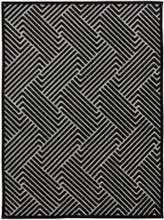 Empire Black Braided Striped Geometric Rug