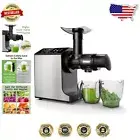 Modern Masticating Juicer Machine: Quiet, Easy Clean, 2 Speed, Stainless, Grey