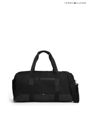 Tommy Hilfiger Black Metal Logo Travel Cross-Body Duffel Bag (W59137) | $415