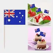 Lyvixora 100 Pack Australia Flag Australian Toothpick Flags, Cocktail Picks Mini Cupcake Toppers Country Picks Party Decoration Celebration Cocktail Food Bar Cake Flags (Flag Only, 6.5cm Toothpick)
