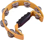 Performance Instruments Tamborine Half-Moon Tambourines for Adults, Teenager Hand Drum for Concerts, Music Classes Metal Jingles(Red)