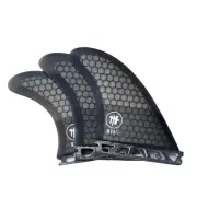 SURF FINS,MODII - LOADED 3 FIN THRUSTER SET ( Medium fins) Grey (FUT) COMPATIBLE