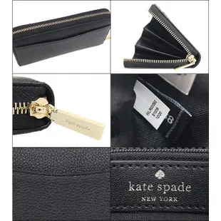 kate spade 立體黑桃拉鍊長夾 鵝卵石紋真皮 皮夾 錢包 長夾 K55540 黑色(現貨)