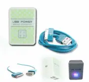 4 USB PORT WALL ADAPTER+6FT CABLE POWER CHARGER DATA AQUA FOR IPHONE IPOD IPAD