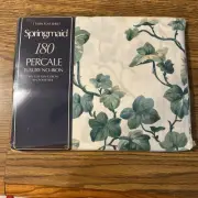 Vintage Springmaid IVY ARBOR 180 Percale Twin Flat Sheet Green and White USA