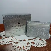 Kate Spade New York Silver Shimmy Glitter Card Wallet K4712 New With Tags