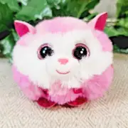 Ty Puffies / Beanie Balls "Princess" White/Pink Husky Puppy Dog. 3".