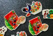 6pc. Froot Loops, Planar Resin Flatback, Cabochon, Bow Center, Flatback, Cereal