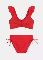 Seafolly L41636 Girls Chilli Red Ruffle Bikini Set Size 12