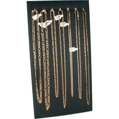 Black Faux Leather 7 Hook Necklace Chain Board Jewelry Display 7 5/8" x 14 1/8"