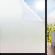 rabbitgoo Window Privacy Film, Frosted Glass Window Film, Removable Opaque Sun Blocking Glass Covering Non-Adhesives Static Cling Vinyl Decals for Bathroom, Matte Pure, 44.5 x 200cm
