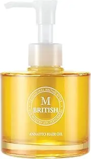 BRITISH M Annatto Hair Oil 4.73 fl. oz – Frizz-Free Shine, Deep Hydration, Natural Vegan Formula, UV Protection, Salon-Quality for All Hair Types