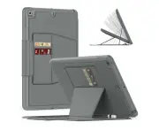 iPad 9th 8th 7th Generation 10.2 inch Case, Cover with [Multi-angle Stand] Pencil Holder & Card Slot for iPad 10.2 Inch 2021 2020 2019 Gray