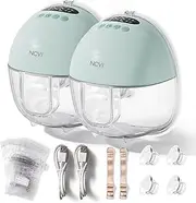 NCVI Electric Breast Pump Portable Hands-Free | 4 Modes 9 Levels, 19/21/24 mm Flange, Super Quiet with LED Display, 10 Breast Milk Bags, 150 Minutes Running Time (2 Packs, Green)