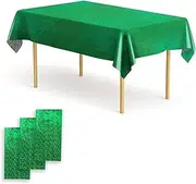 OQOQ Holographic Tablecloth (3 Packs, Green) - 137x274cm Shimmer Shining Table Cloth Plastic Disposable Table Cover for Jungle Safari St. Patrick's Baby Shower Birthday Christmas Party Decorations