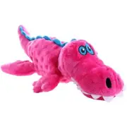 goDog Gators With Chew Guard Technology Tough Plush Dog Toy Pink Large