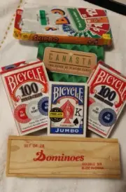 NEW Bicycle POKER CHIP Canasta SKIP-BO Playing CARD Canasta DOMINOES Game BUNDLE