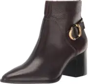 Vince Camuto Women's Evelanna Stacked Heel Bootie Ankle Boot 9, Rootbeer