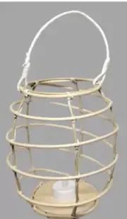 Twig Wicker Hanging or Free Standing 7" Lantern w Battery Operated Tealight A283