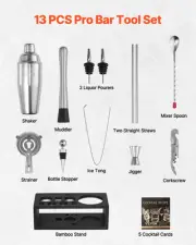 Cocktail Shaker Set 13 Pcs Bar Tool Set Stainless Steel Bartender Kit Silver